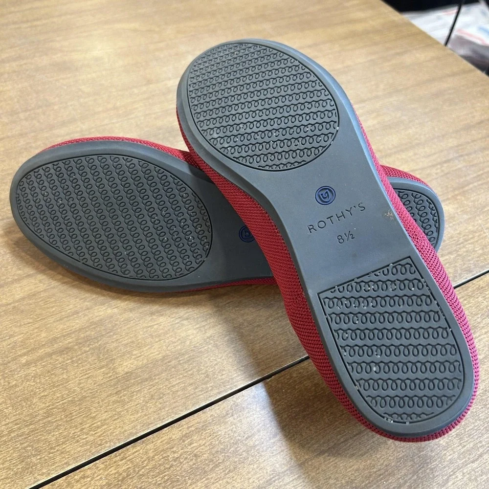 Rothy's Shoes Womens Size 8.5 Red The Flat Ballet Flats Knit Washable Comfort